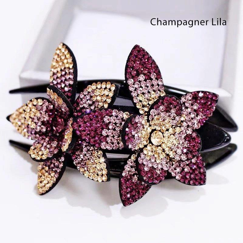 Luvikno | Rhinestone Dobbel Blomst Hårklemme