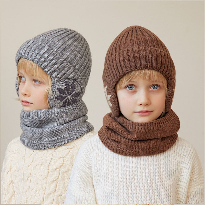 Luvikno | Barne Vinter Fleece Skjerf Dress Strikket Lue