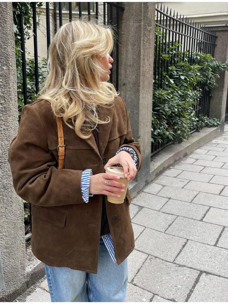 Luvik | Oversize Brun Lædertrench