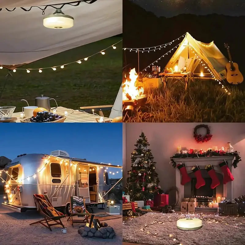 Luvikno | in 1 Camp Light – Bærbar Campinglampe, Lyskjeder med 8 Lysmoduser, Oppladbart Powerbank for Utendørseventyr