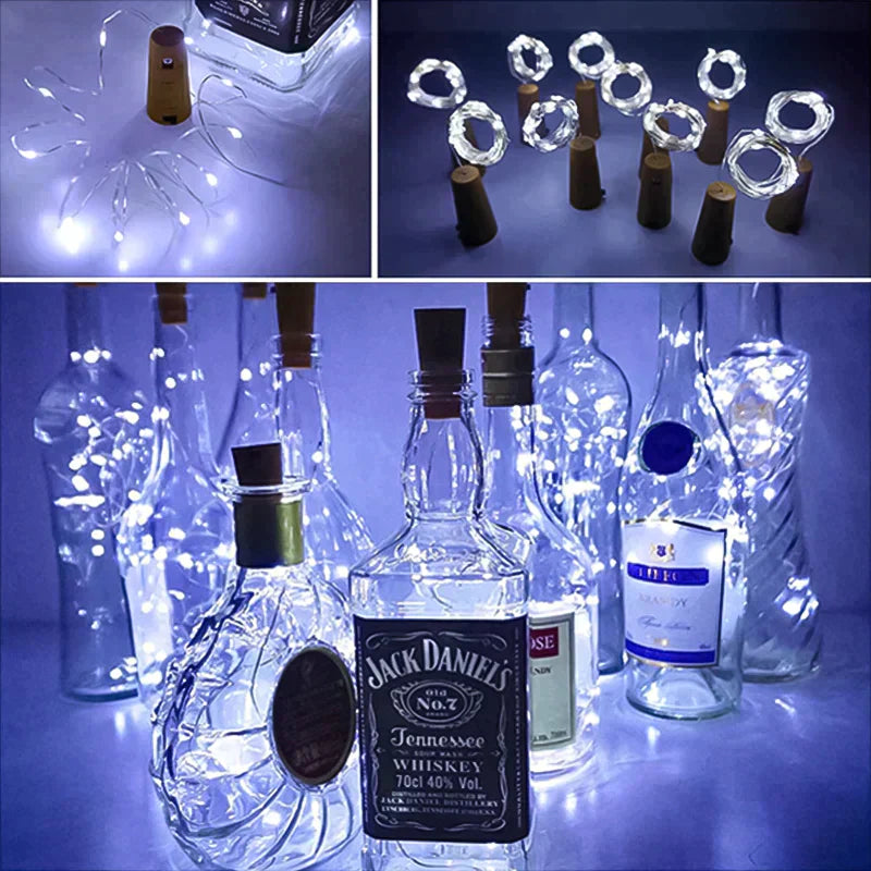 LED Vinflaske Lys Kork Nattlys DIY Dekor Hev - Bit | Luvikno