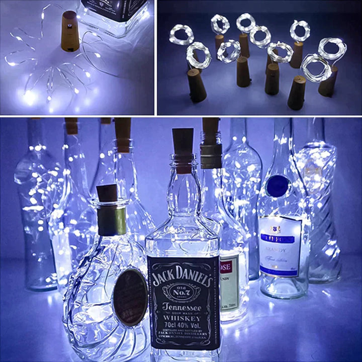 LED Vinflaske Lys Kork Nattlys DIY Dekor Hev - Bit | Luvikno