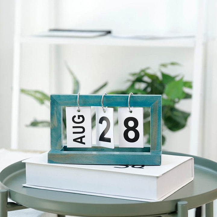 Dutch Teak Wood Skrivebordskalender | Luvikno