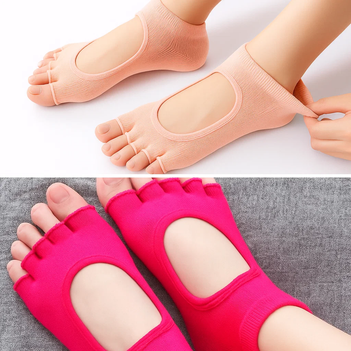 Slip Yoga Grip Socks – Åpen Tå & Pustende – Gummiert Såle for Kvinner – Stabilitet Balanse Komfort i Yoga & Pilates Luvikno