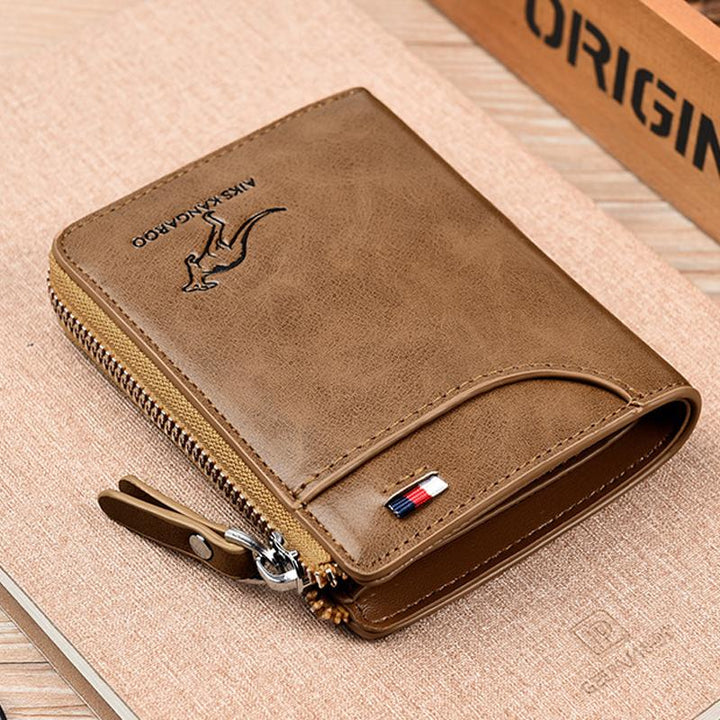 Luvikno | Herre Lommebok Glidelås Ekte Skinn Lommebok ( RFID BESKYTTET )