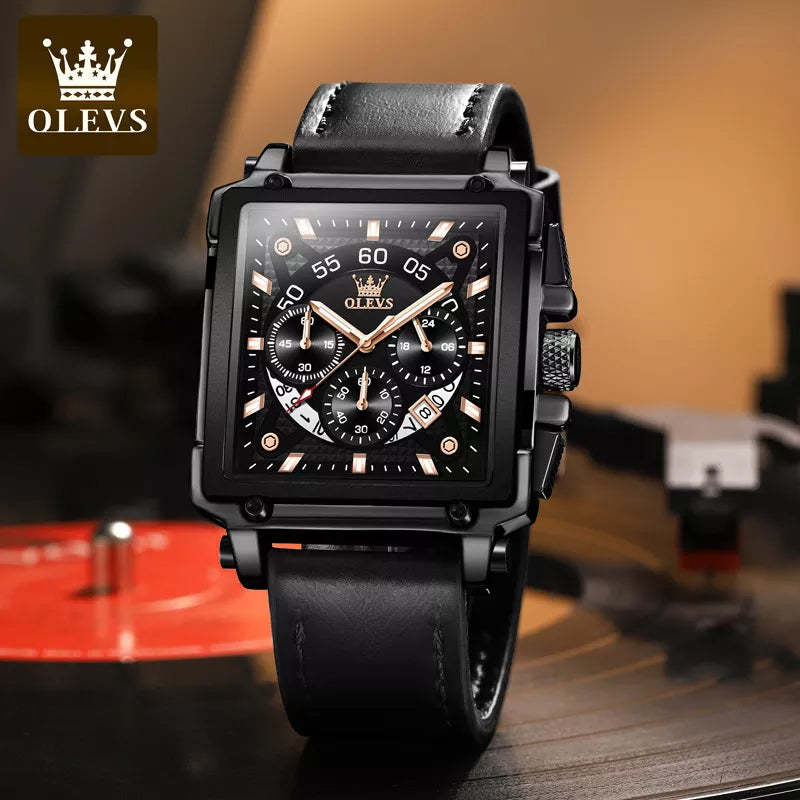 Olevs® Luminous Luxury Square Business Automatic Mechanical Watch | Luvikno