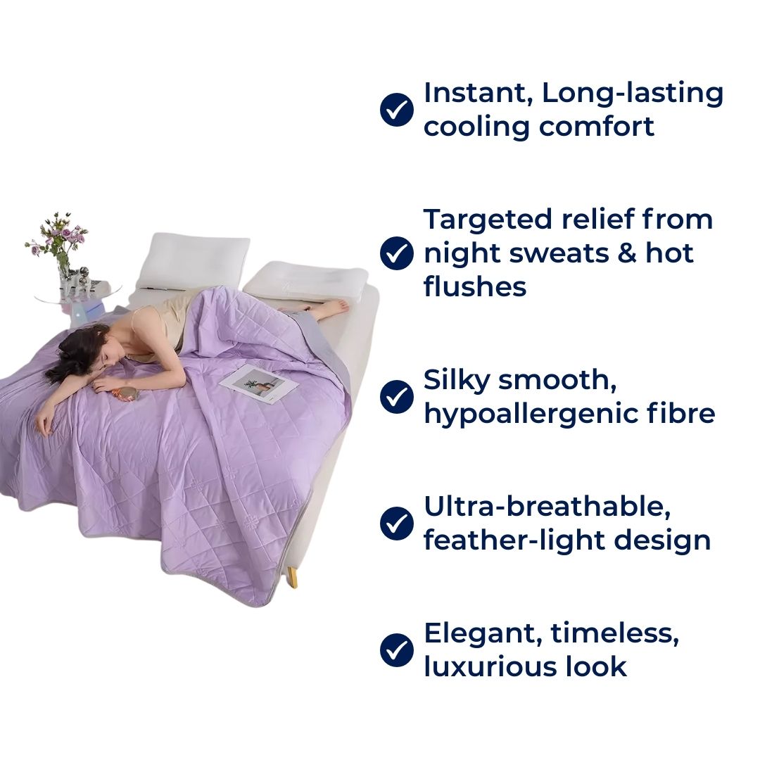 SilkCool | Kjølende Teppel – Umiddelbar Kjølende Komfort – Silkeholdig Hypoallergenisk Fiber – Forhindrer Overoppheting – Lindring for Nattesvette Følsom Hud Luvikno