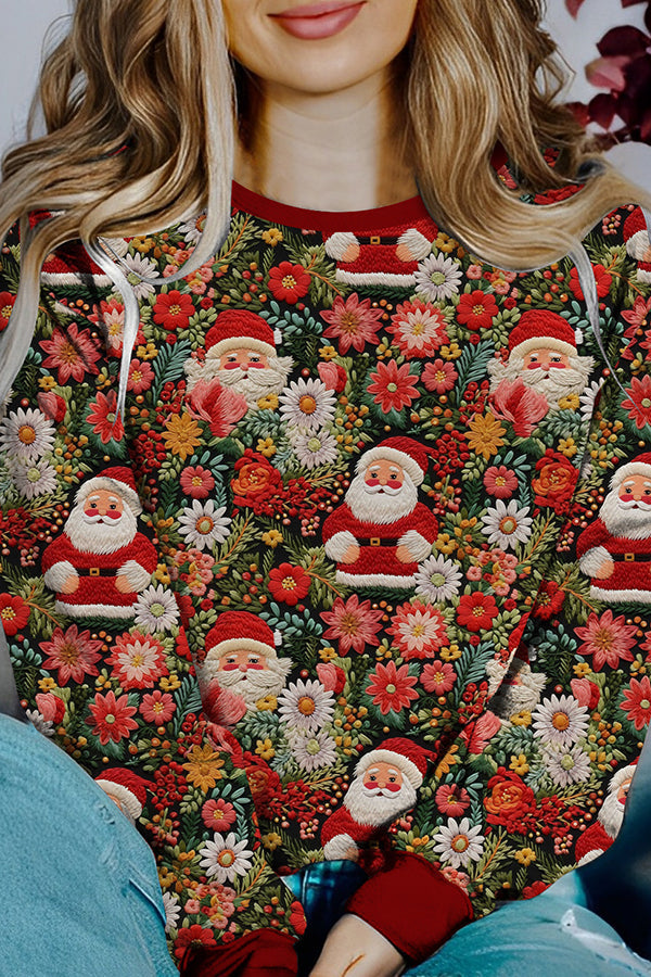 Luvik | Painettu Joulun kontrastivärinen Pitkähihaisena Neulepaita