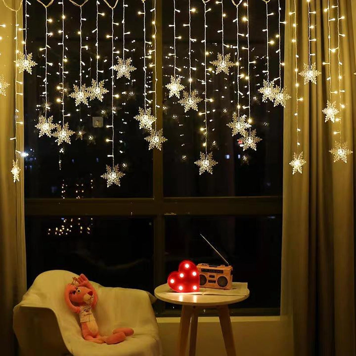 Luvikno | LED Lyskjede Gardin med Snøfnugg | IP43 Vanntett | 4.8W (220V) | 4m / 5m