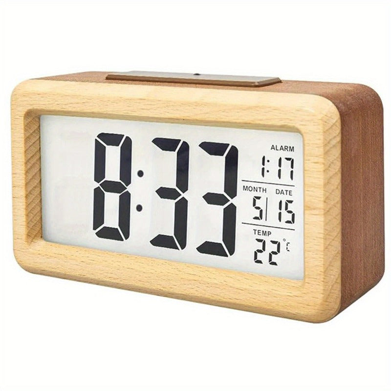 Elegant tre alarmklok med kalender og temperaturdisplay | Luvikno