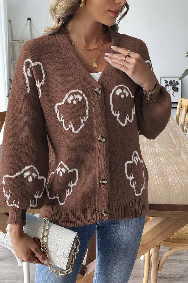 Luvik | Rento hauska sarjakuvajacquard-takki