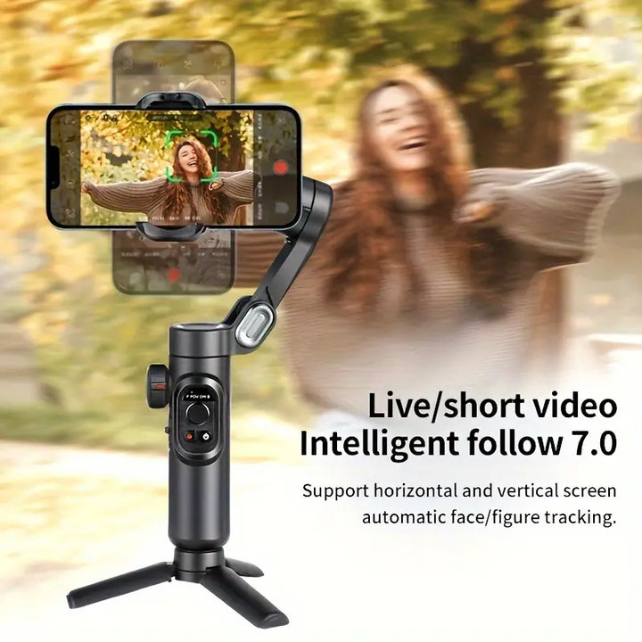 Luvikno | SmartPro Håndholdt Gimbal Stabilizer - Sammenleggbar Smartphone Video Vlog PTZ Stabilizer for iPhone, Android og Samsung
