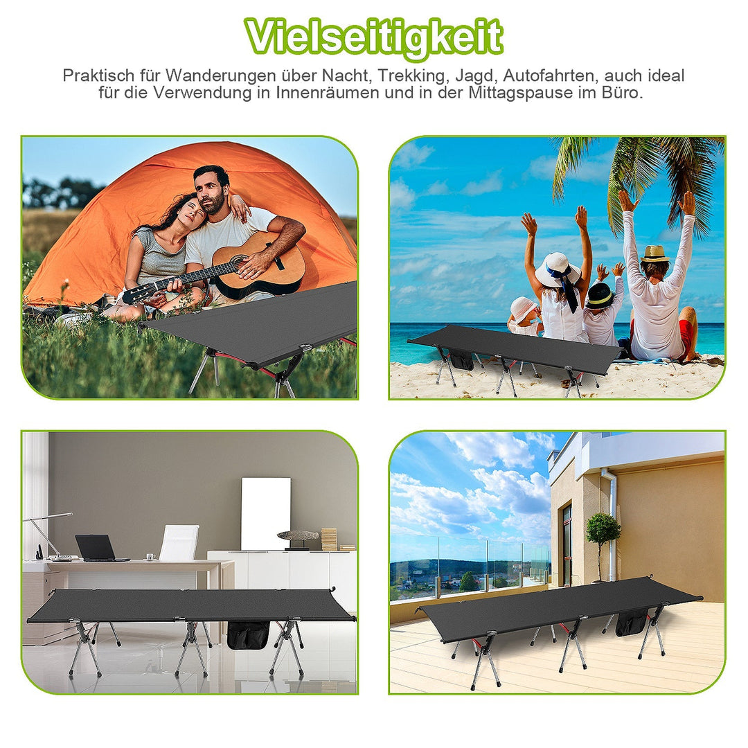 Folding Bed Black Camping Bed Høydejusterbar | Luvikno
