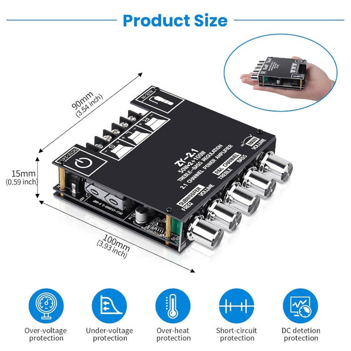 2.1 Kanal Bluetooth Forsterker Kort Luvikno