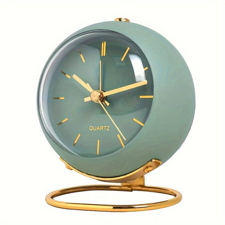 Luvikno | Buzzley Retro Stille Vekkerklokke – Vintage Metall Analog Klokke med Nattlys