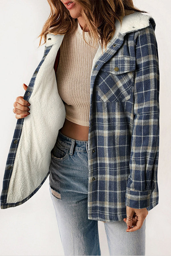 Luvik | Knapp Sherpa fôret hette flap jakke