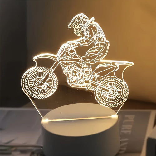 MotoLamp - 3D LED Nattlampe Motocross Tema Luvikno