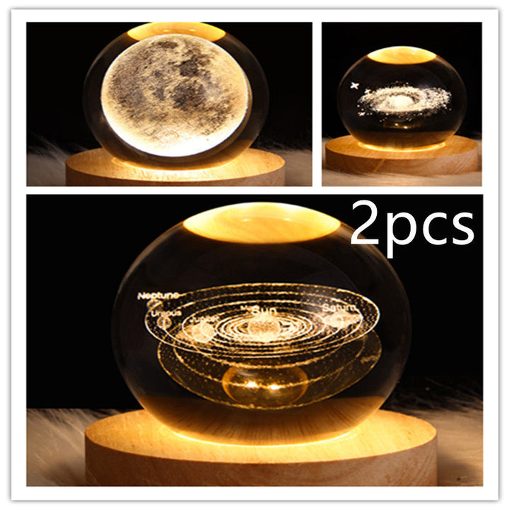 3D Galaxy Crystal Ball LED Nattlys | Luvikno