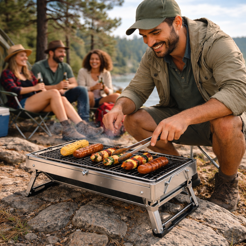 Bærbar kompakt grill for reise | Luvikno