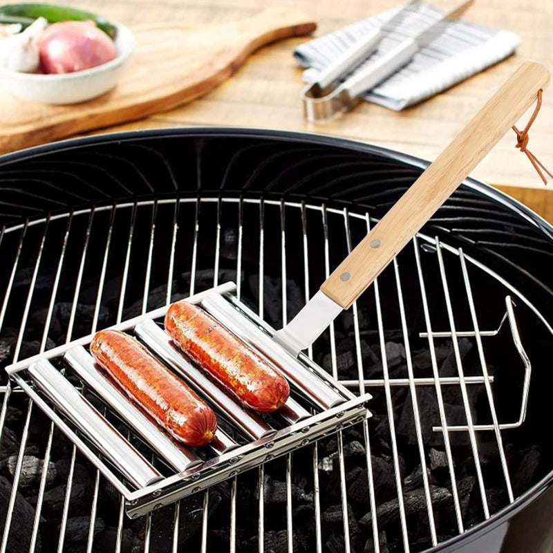 Roterende Pølsegrillstativ med Detachable Trehåndtak Luvikno