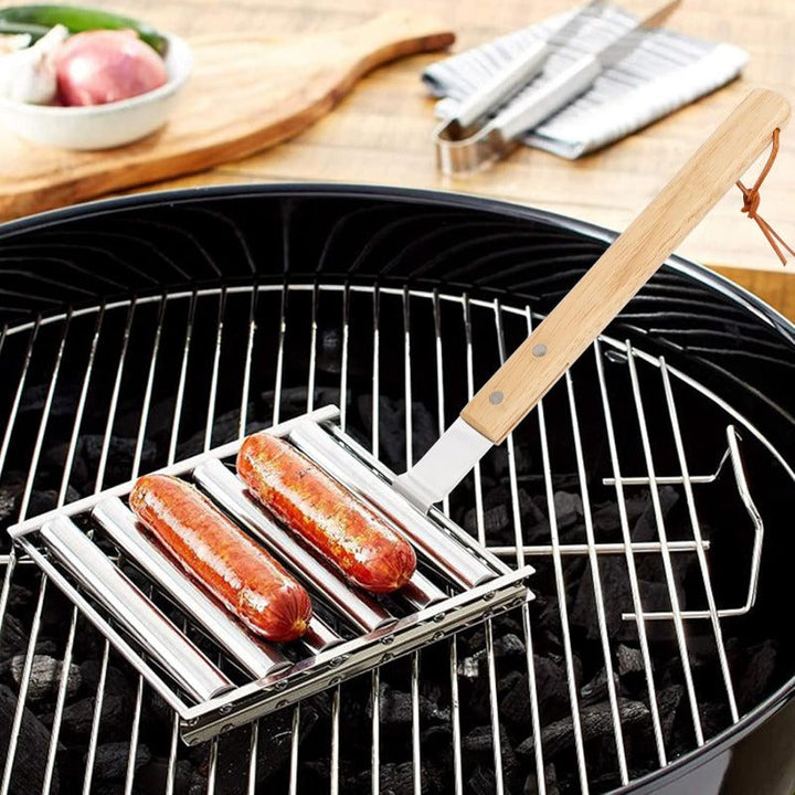 Roterende Pølsegrillstativ med Detachable Trehåndtak Luvikno