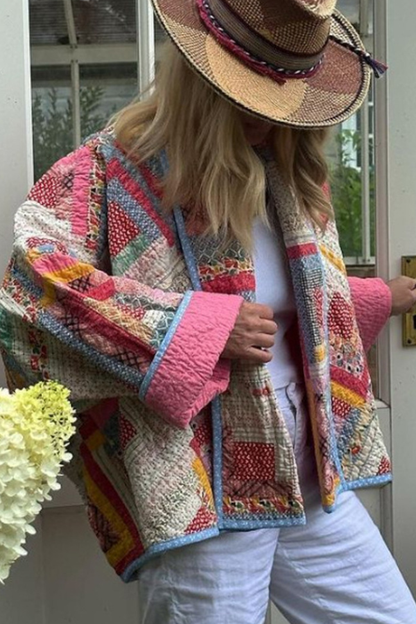 Luvik | Takki tikkikuvioinen Colorblock Karo puuvillatakki