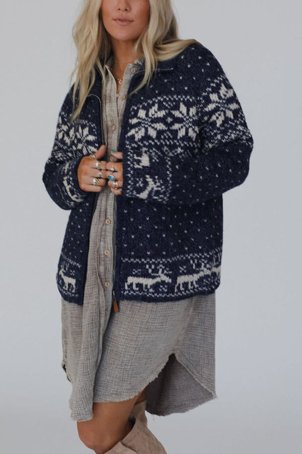 Luvik | Joulutähti-Poro-Vetoketju Pitkähiha-paita