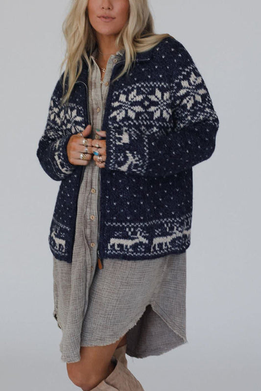 Luvik | Joulutähti-Poro-Vetoketju Pitkähiha-paita