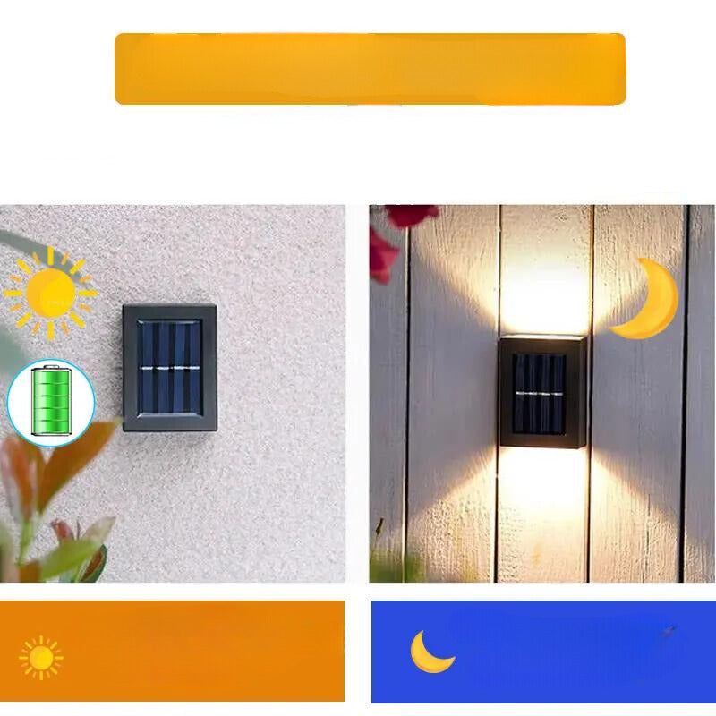 Utendørs solcellevegglampe for hagegjerdet Luvikno