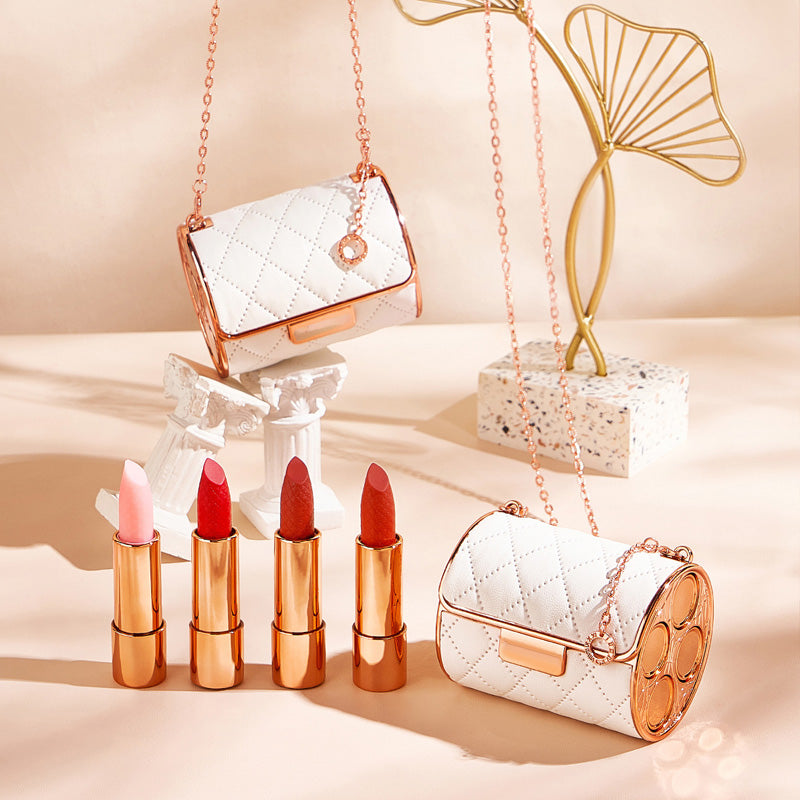 Lipstick Set Velvet Matte med Glamour Kjede Håndveske | luvikno