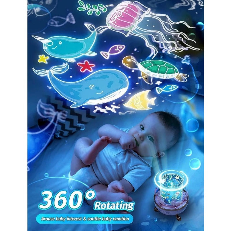 Luvikno | Frostwave | Barn 360° Roterende Kanin Nattlampe Prosjektor