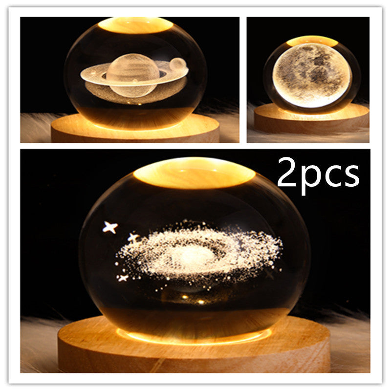 3D Galaxy Crystal Ball LED Nattlys | Luvikno