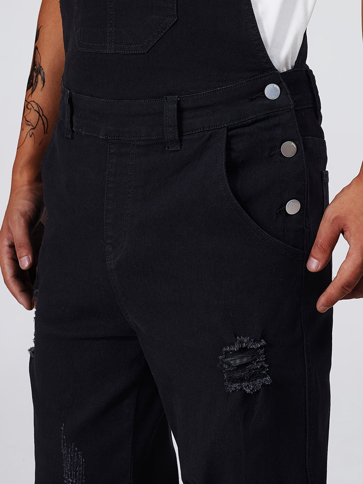 Luvik | Yksivärinen Pestävä Denim Haalarit Taskuilla
