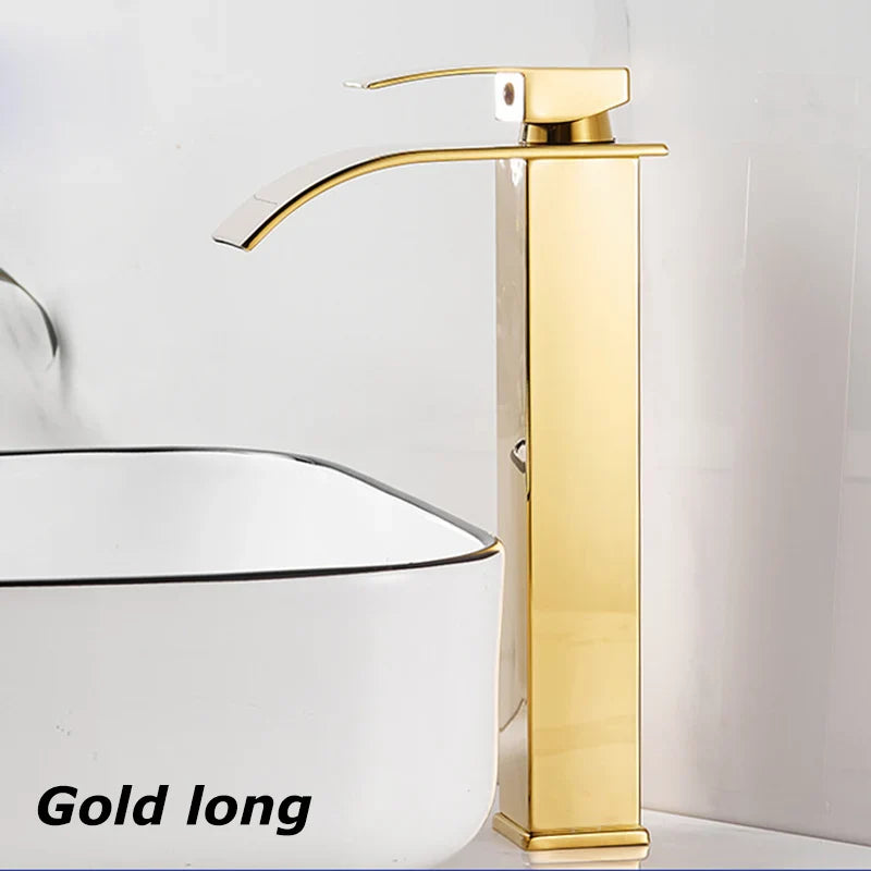 Luvikno | Vannfall Vanity Tap Aqualis Noir | Rustfritt Stål | Varmt & Kaldt Vann | For Bad & Gjestetoalett