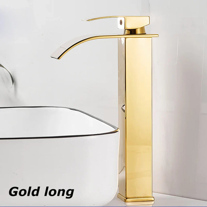 Luvikno | Vannfall Vanity Tap Aqualis Noir | Rustfritt Stål | Varmt & Kaldt Vann | For Bad & Gjestetoalett