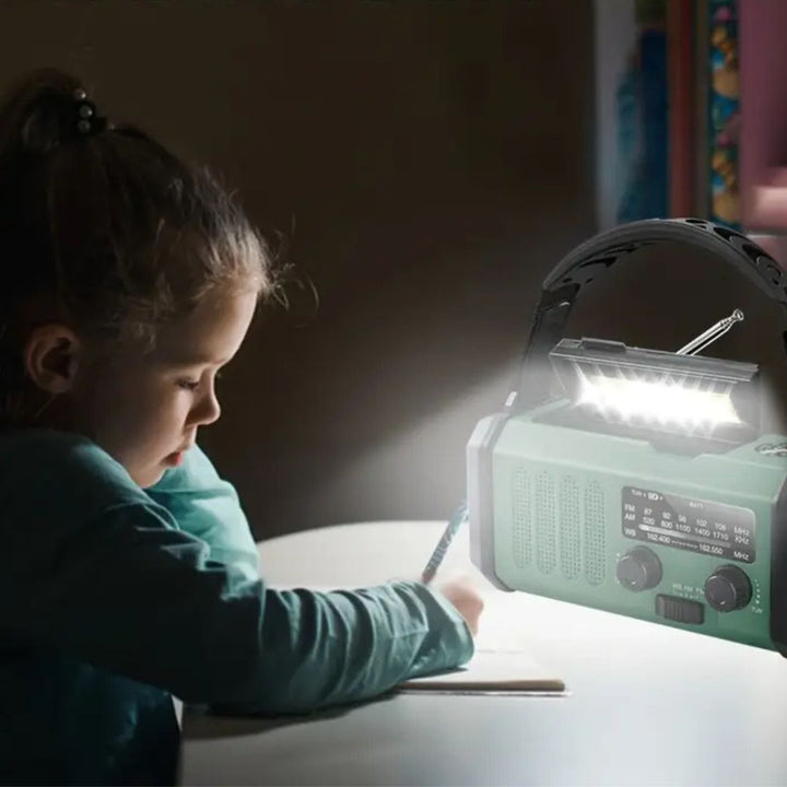 Luvikno | Solcelle Nødradio med Power Bank – Håndspak og LED-lommelykt for Camping og Utendørsbruk