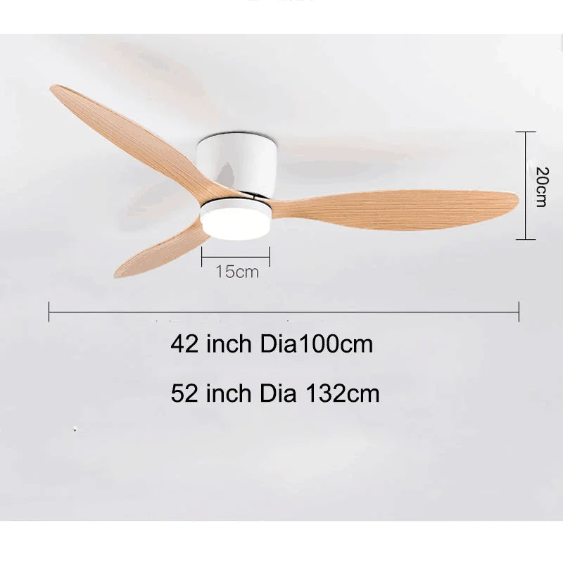 42/52 Tommers Takvifter med LED Lys - 3 Farger, 6 Hastigheter DC Motor, Fjernkontroll, Lave Gulvdekorative Vifter med Belysning | Luvikno
