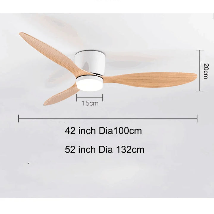 42/52 Tommers Takvifter med LED Lys - 3 Farger, 6 Hastigheter DC Motor, Fjernkontroll, Lave Gulvdekorative Vifter med Belysning | Luvikno