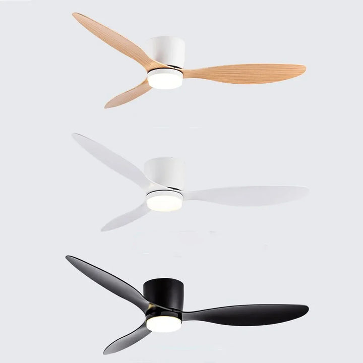 42/52 Tommers Takvifter med LED Lys - 3 Farger, 6 Hastigheter DC Motor, Fjernkontroll, Lave Gulvdekorative Vifter med Belysning | Luvikno