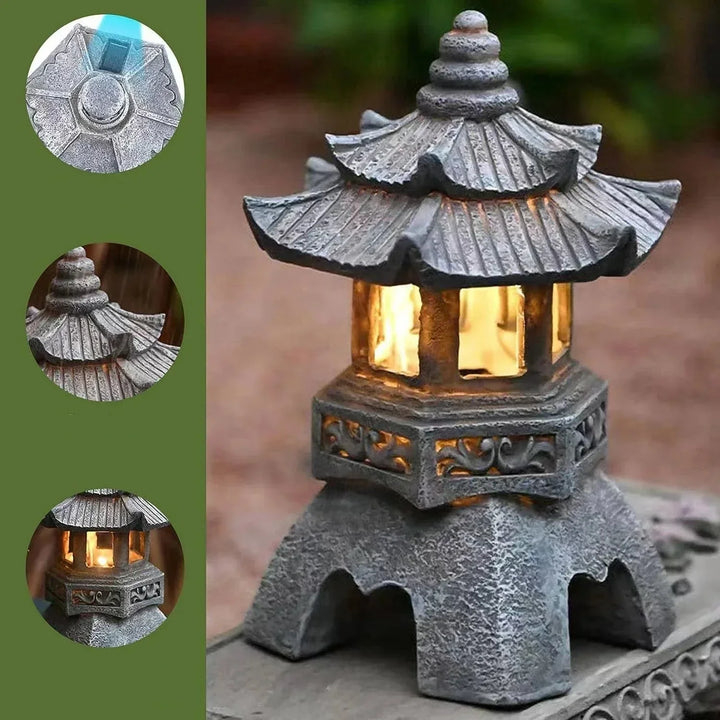 Japansk hage lantern - Værbestandig LED utendørs belysning for Zen hager | Luvikno
