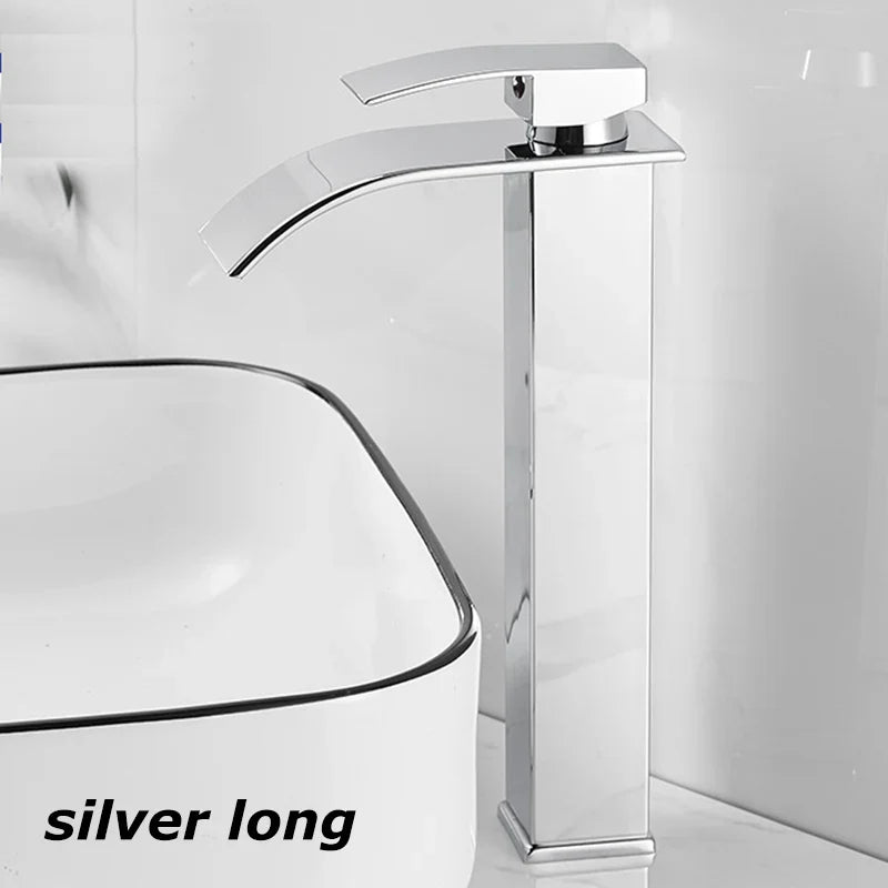 Luvikno | Vannfall Vanity Tap Aqualis Noir | Rustfritt Stål | Varmt & Kaldt Vann | For Bad & Gjestetoalett
