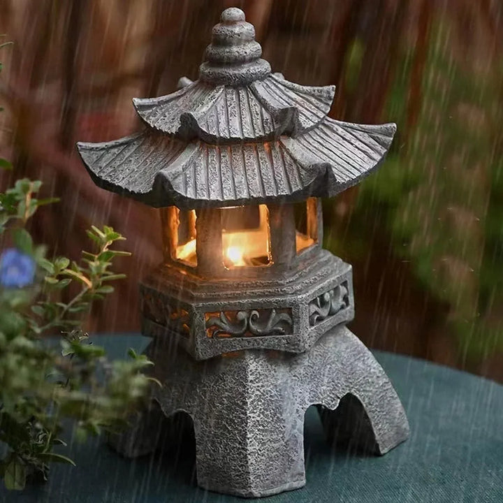 Japansk hage lantern - Værbestandig LED utendørs belysning for Zen hager | Luvikno