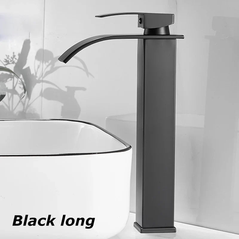 Luvikno | Vannfall Vanity Tap Aqualis Noir | Rustfritt Stål | Varmt & Kaldt Vann | For Bad & Gjestetoalett