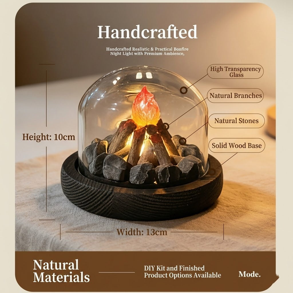 Mini Bonfire Flame Glass Dome Nattlampe | Luvikno