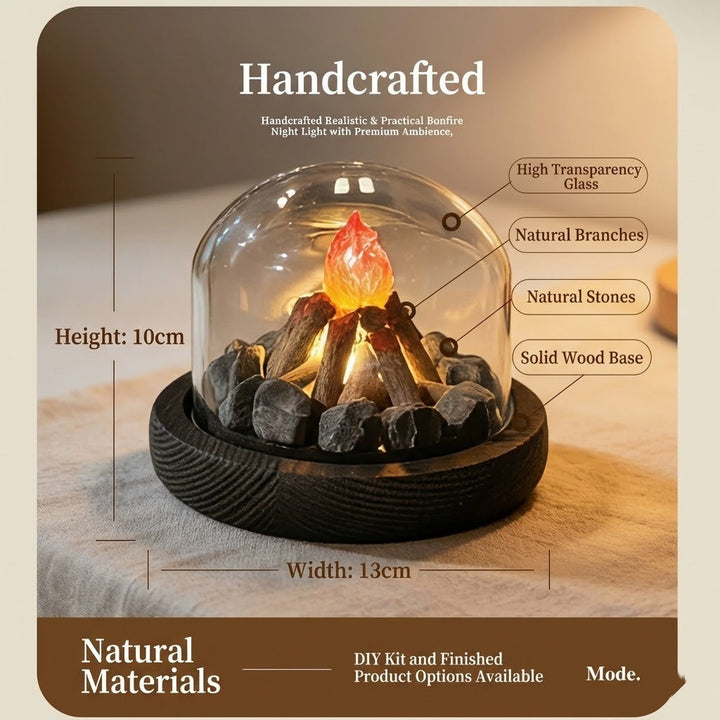 Mini Bonfire Flame Glass Dome Nattlampe | Luvikno