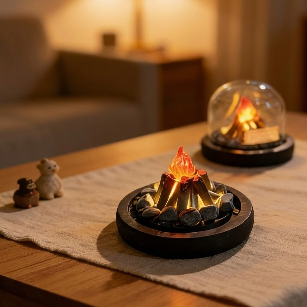 Mini Bonfire Flame Glass Dome Nattlampe | Luvikno