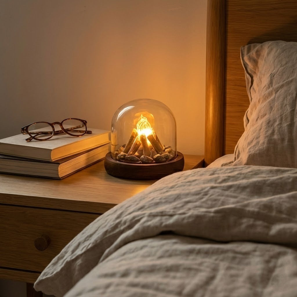 Mini Bonfire Flame Glass Dome Nattlampe | Luvikno