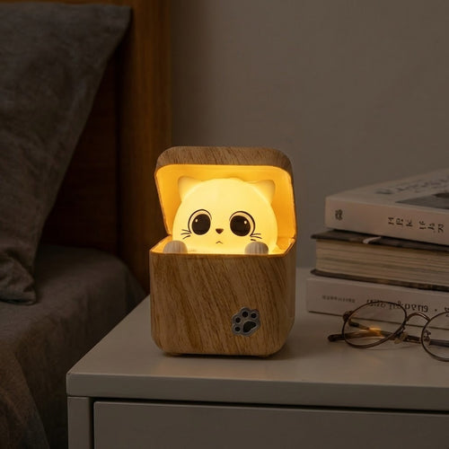 Søt Peekaboo Katt i Tre Nattlys Lampe | Luvikno