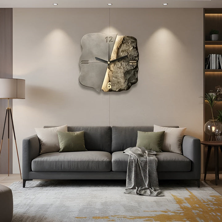 Sandstone Veggklokke – Moderne 3D Design | Dekorativ for Stuer og Kontorer | Luvikno