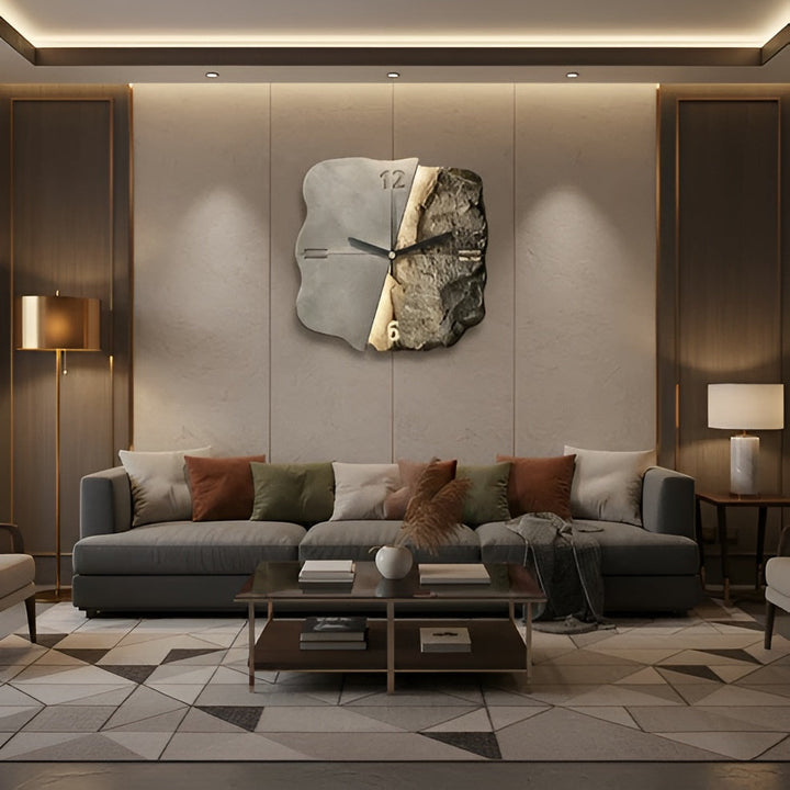 Sandstone Veggklokke – Moderne 3D Design | Dekorativ for Stuer og Kontorer | Luvikno